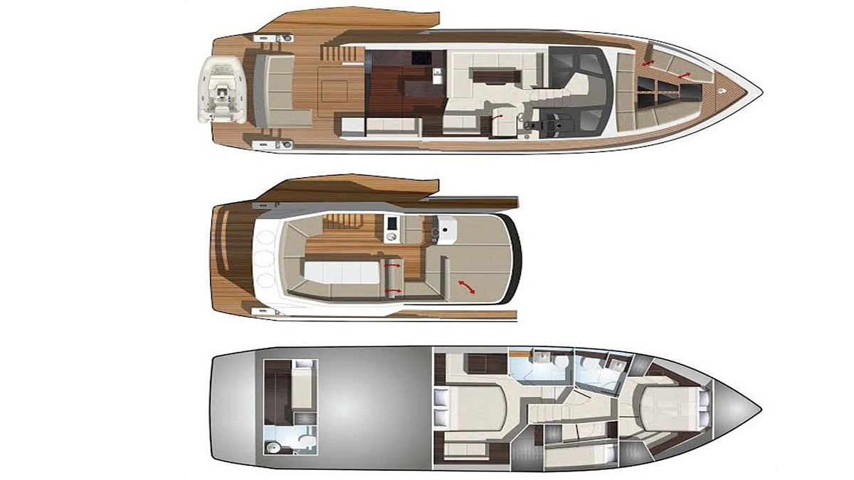 Аренда яхты Galeon 500 Liquid Asset на Пхукете планы палуб